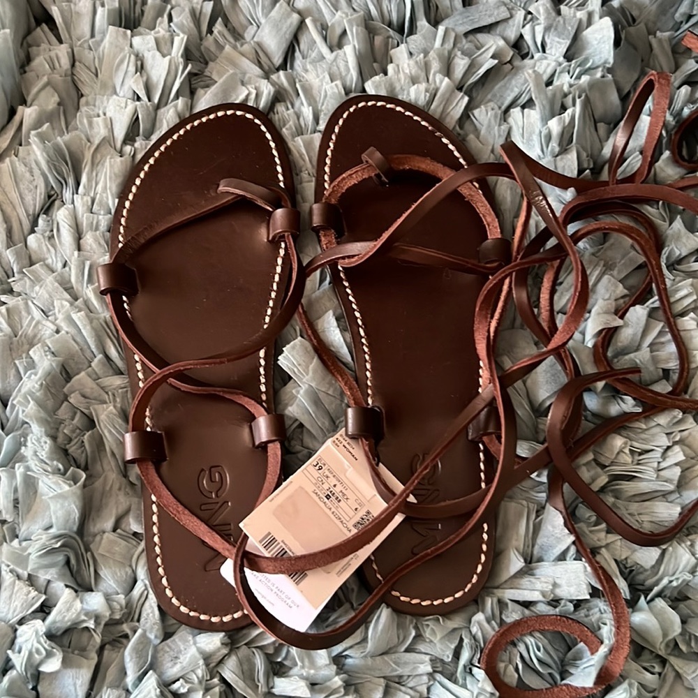 Mango genuine leather strappy sandals